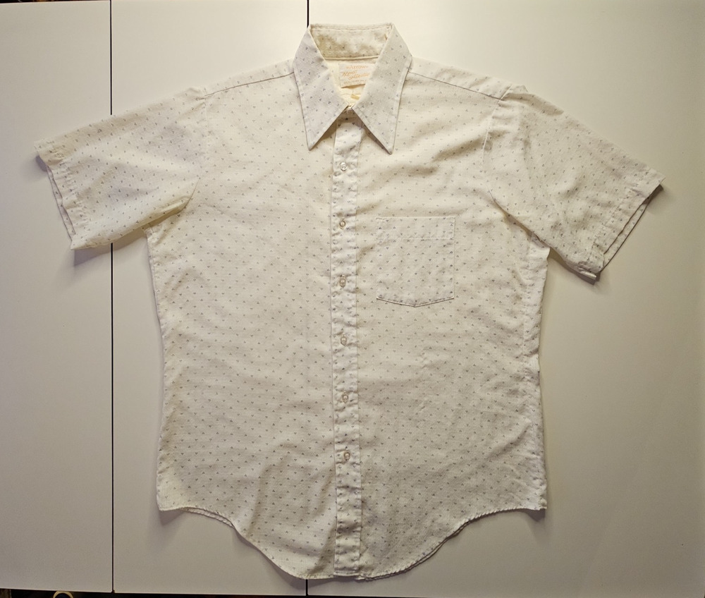 Vintage 70s Arrow Kent Collection Mens 16 L Geometric Short Sleeve Disco Shirt